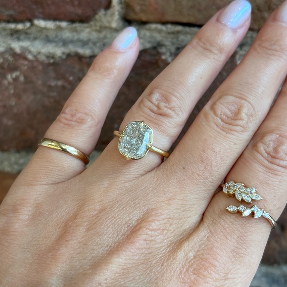 Custom 18kt Yellow Gold 5ct Lab Grown Diamond Solitaire Ring, Size 7.25 - Picture 4 of 9